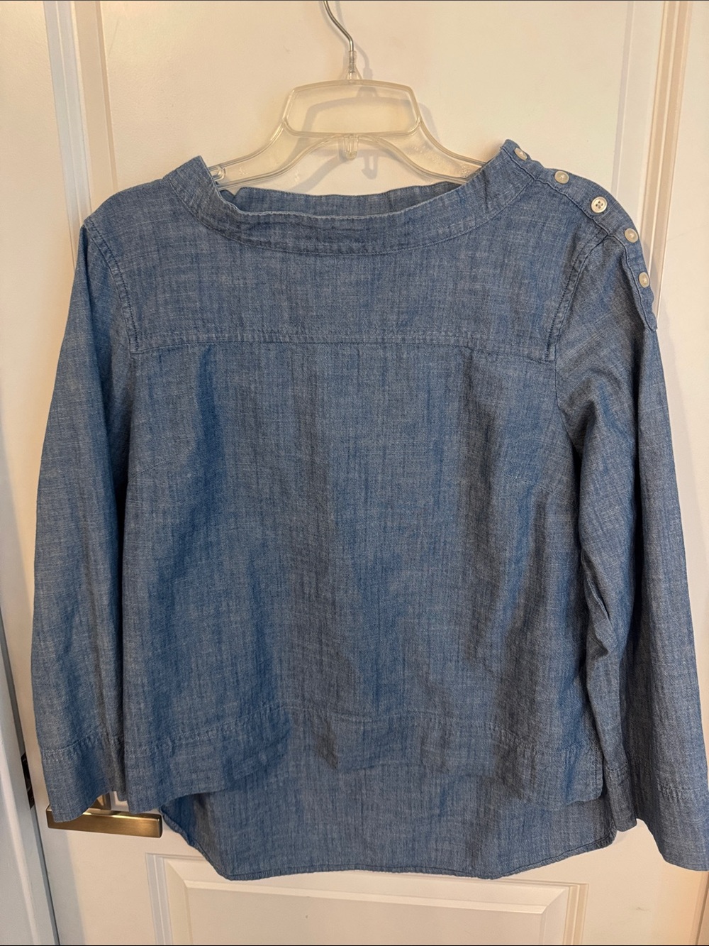 J. Crew Light Denim Button-Shoulder Chambray Shirt